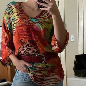 Multicolor Animal Print Women's Blouse